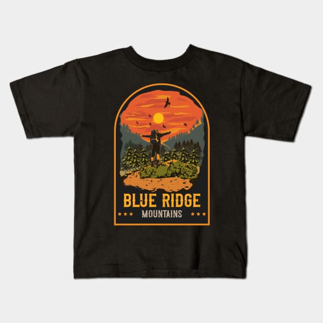 Hiking Blue Ridge Mountains Kids T-Shirt by HomeCoquette